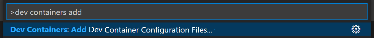 Add Dev Container Configuration Files command
