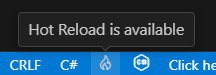 Hot Reload icon in the bottom bar