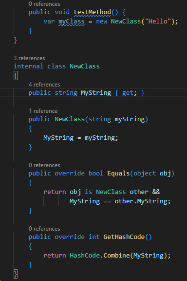 Convert anonymous type to class example