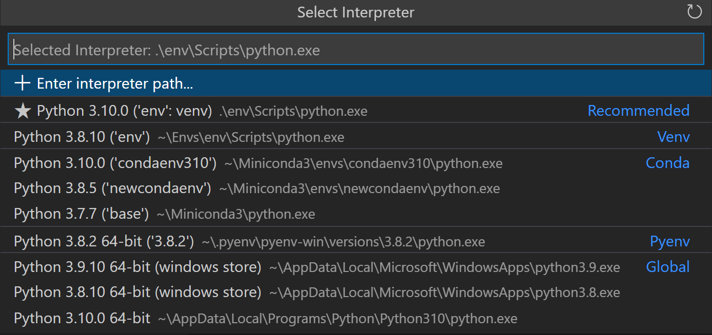 using-python-environments-in-visual-studio-code