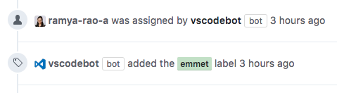 VSCodeBot labels an new issue with the 'emmet' label