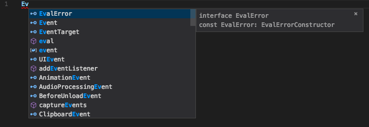 Improved VS Code 1.14 suggestions