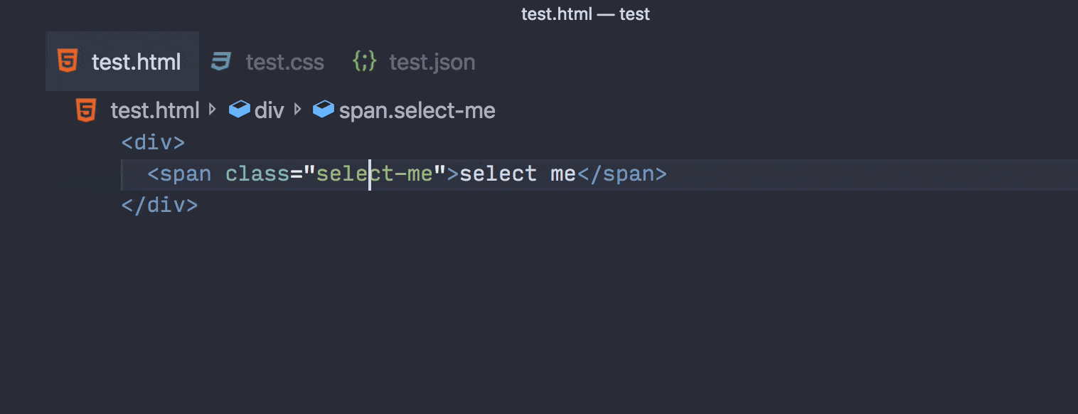 HTML, CSS, and JSON semantic selection
