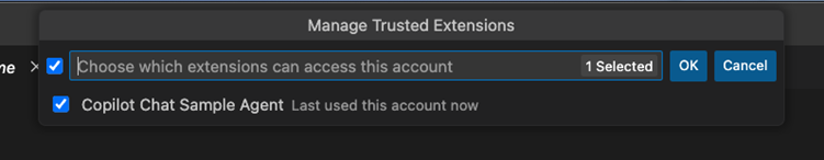Manage trusted extensions quick pick