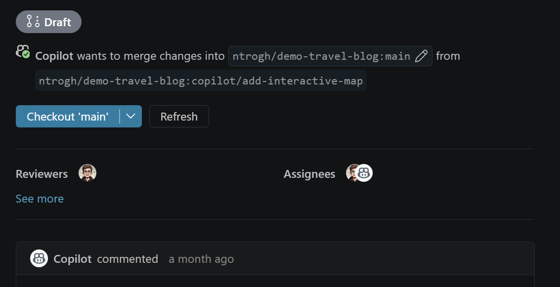 VS Code showing a local web app in the integrated browser and a local agent chat session prompting the user for input.