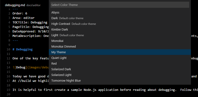 color theme editor for visual studio 2022