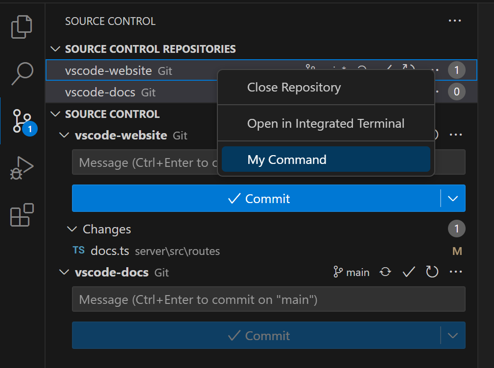 source control menu