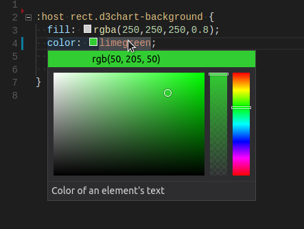 Showing the color picker