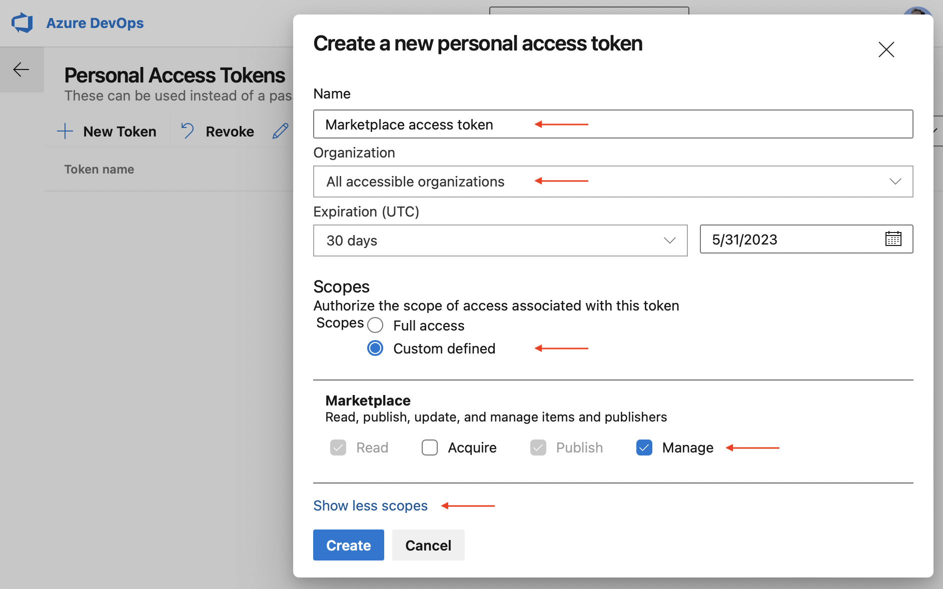 Create personal access token