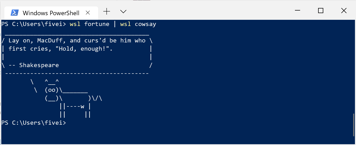 WSL cow say example