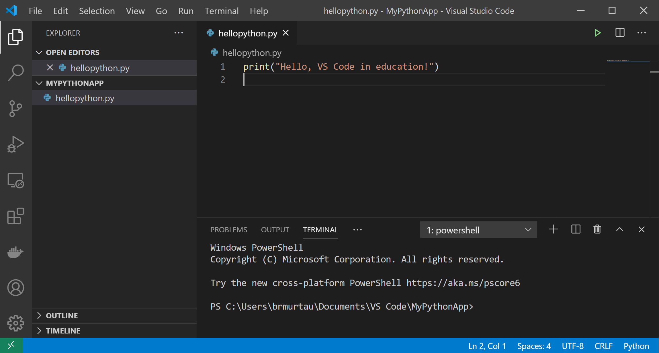 Visual Studio Code Hello World