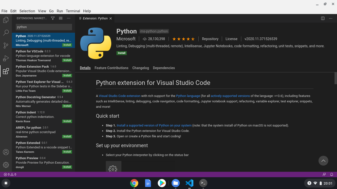 Visual studio code python