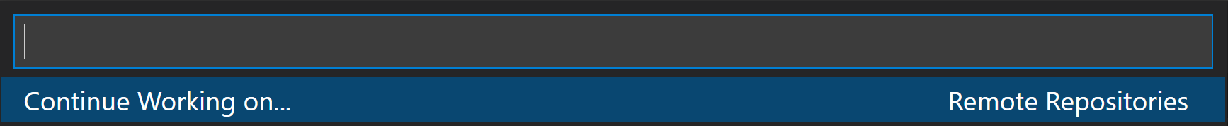 VS Code Command Palette with "Continue Working on..." command