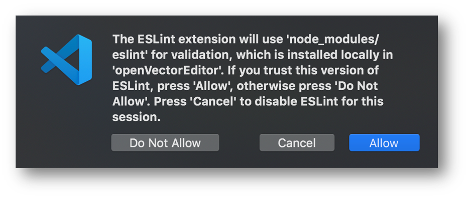 ESLint extension security warning