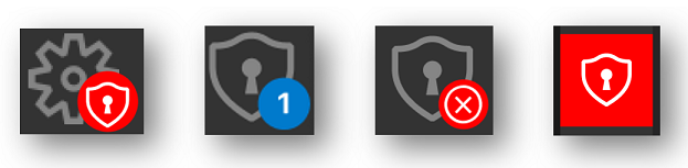 Several early versions of a security icons and badges