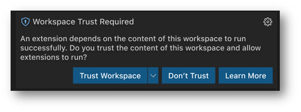 Workspace Trust required prompt