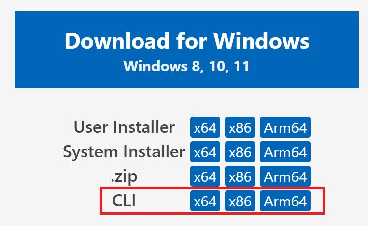 CLI download section