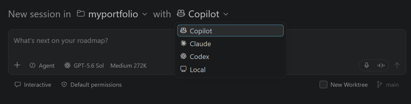 Screenshot of the Session Target control in the Agents window.