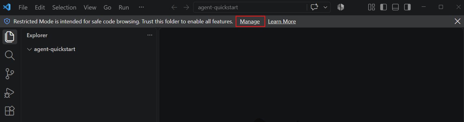 Screenshot of trusting the folder in VS Code.
