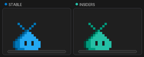 Screenshot showing the Stable and Insiders pets singing a musical note.