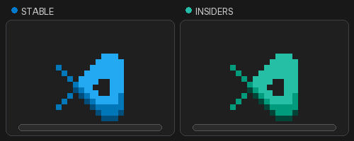 Screenshot showing the Stable and Insiders pets lying on their sides and yapping.