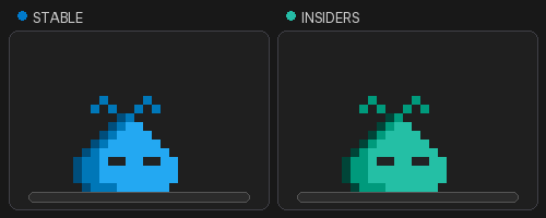 Screenshot showing the Stable and Insiders pets sleeping with growing sleep bubbles and waking after an interaction.