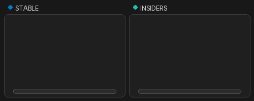 Screenshot showing the VS Code pet entering and leaving the chat input in Stable blue and Insiders green.