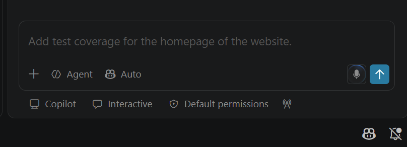 Screenshot showing text entered by dictation in the chat input.