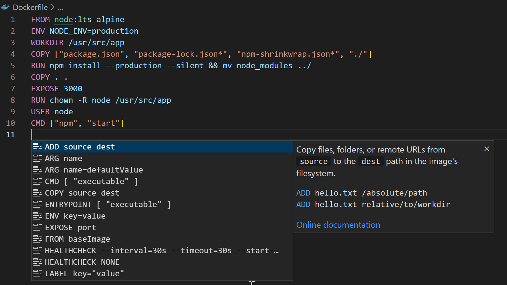 Docker Extension For Visual Studio Code