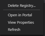 Azure registry context menu