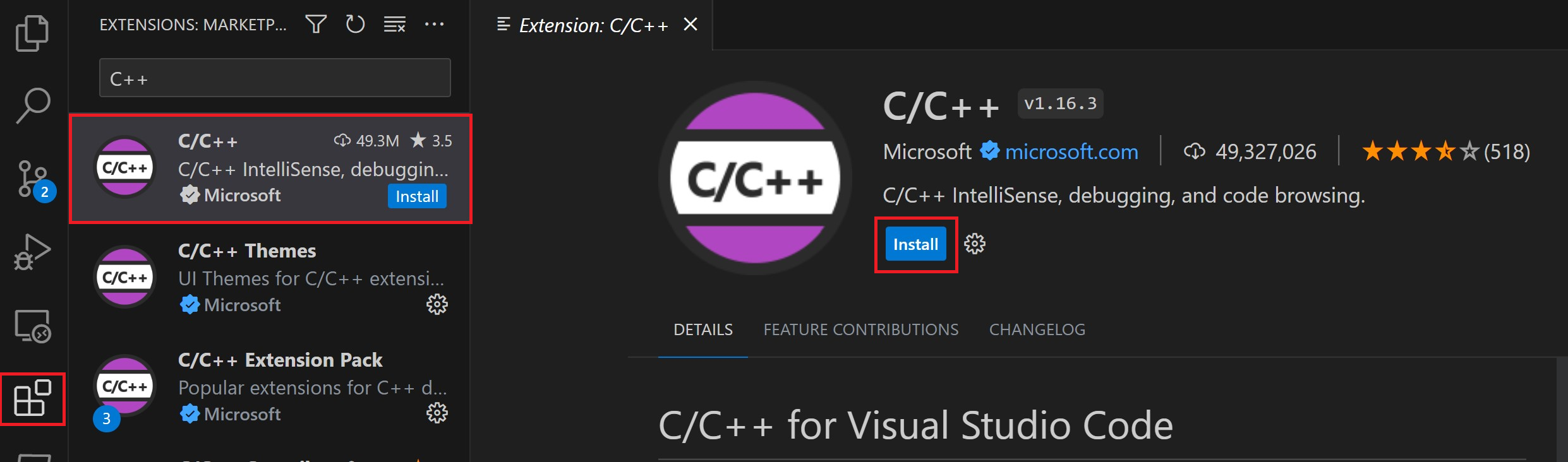 C/C++ extension