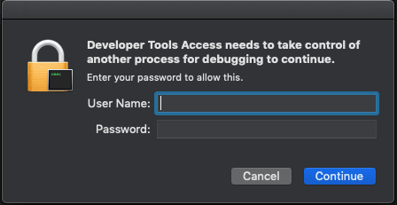 Developer Tool Access problem