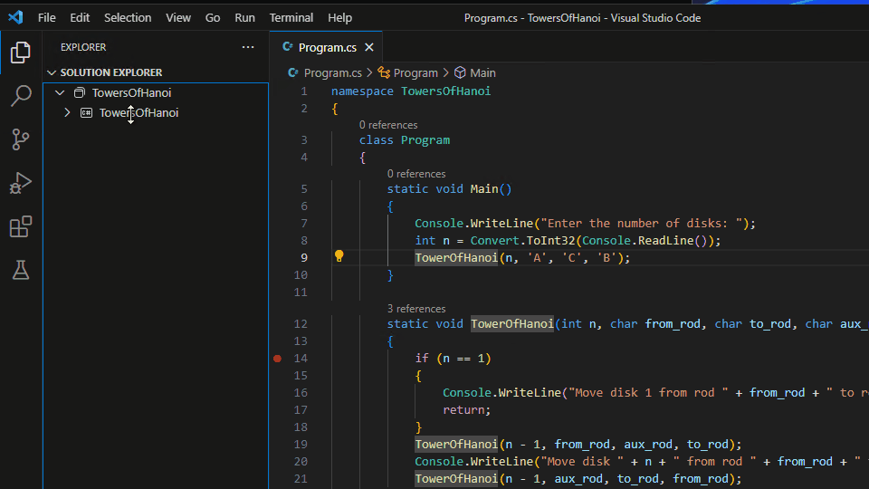 C# programming with Visual Studio Code