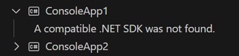 A compatible .NET SDK was not found