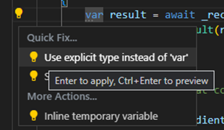 Use explicit type instead of  example