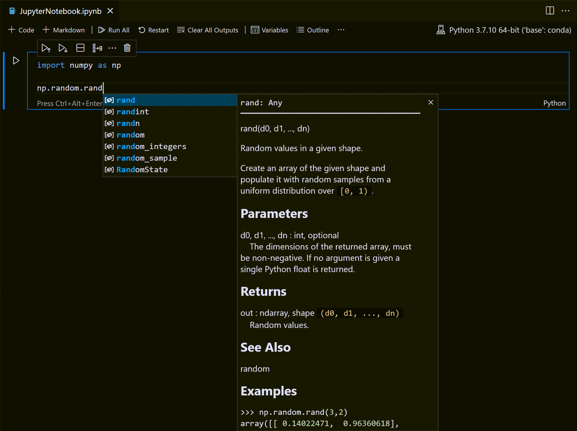 jupyter notebook visual studio code