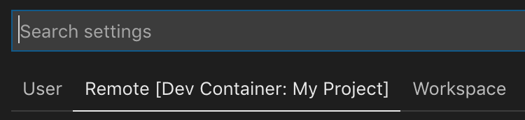 Container specific settings tab