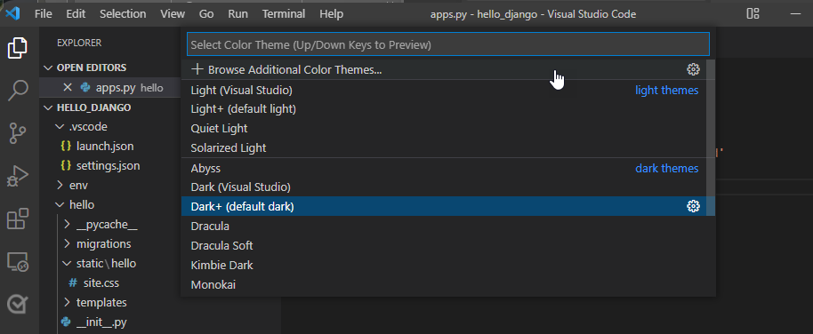 Dropdown for Select Color Theme