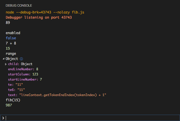 visual studio code debug console no line arguments