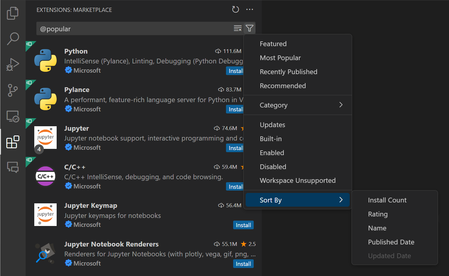 Managing Extensions in Visual Studio Code