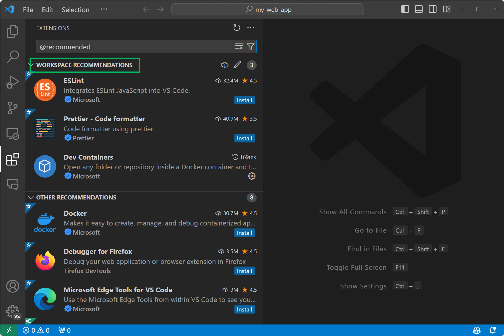 Managing Extensions in Visual Studio Code