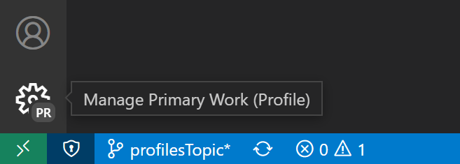 Manage gear displaying "DE' to indicate that the user's 'Demo' profile is active
