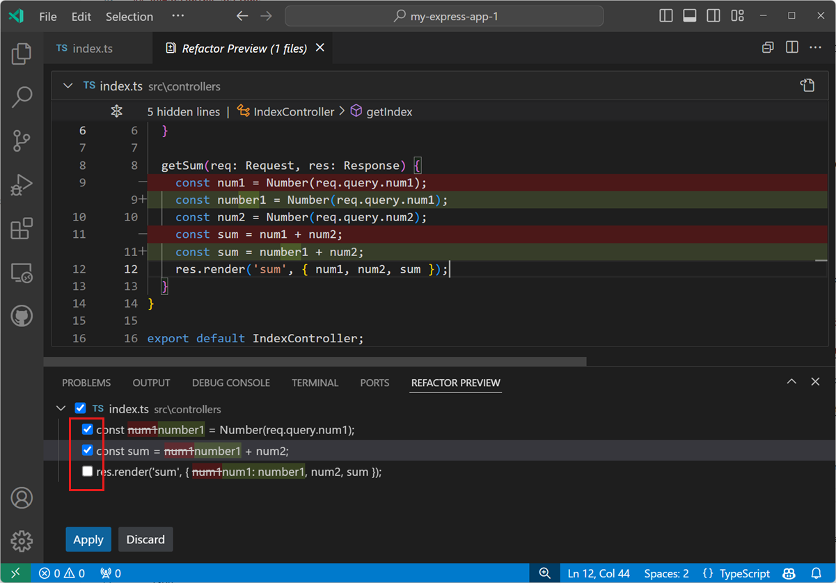 Refactoring source code in Visual Studio Code