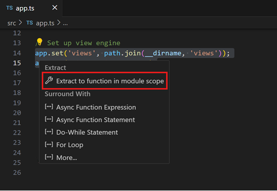 Refactoring Source Code In Visual Studio Code