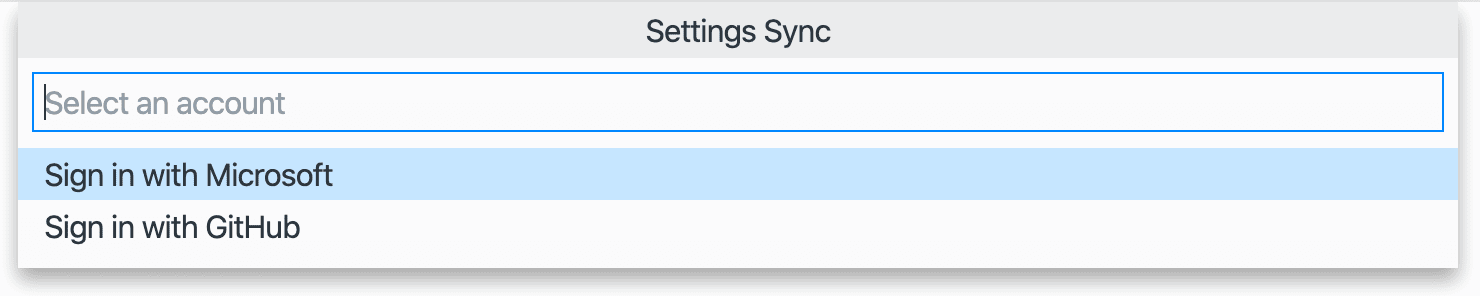 Settings Sync configure dialog