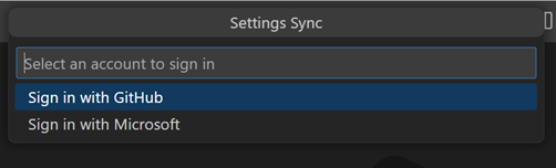 Settings Sync configure dialog