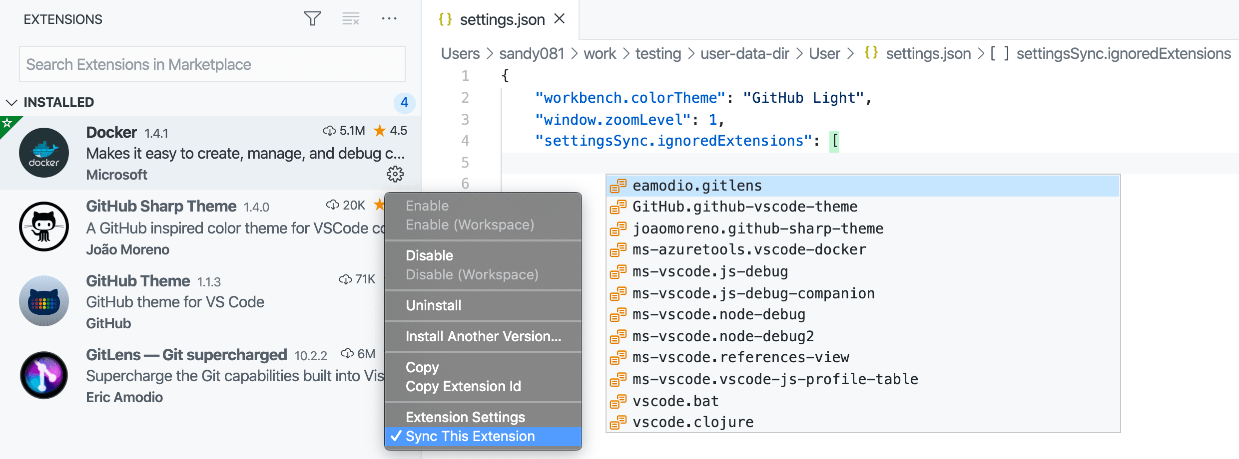 Settings Sync in Visual Studio Code