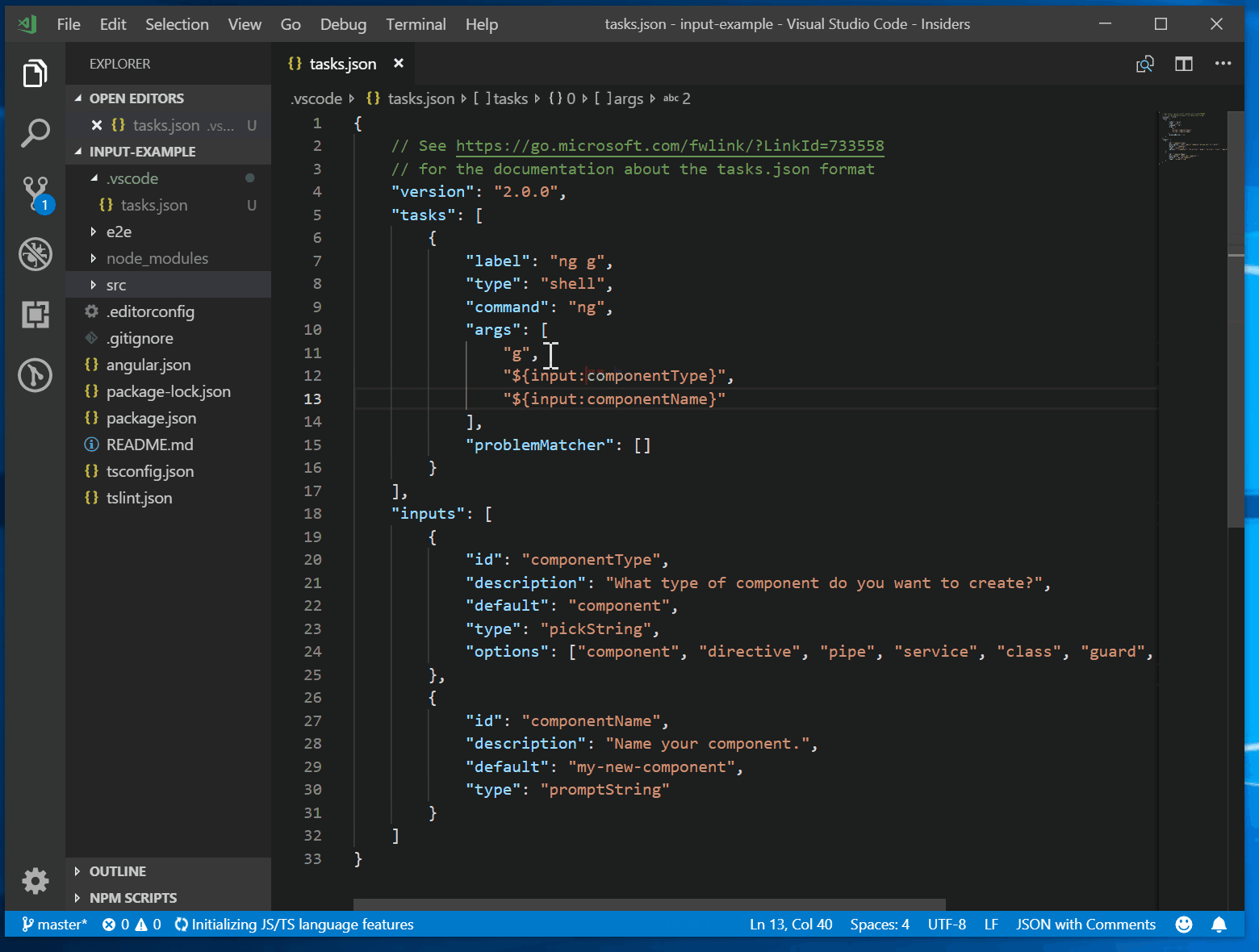 Tasks in Visual Studio Code