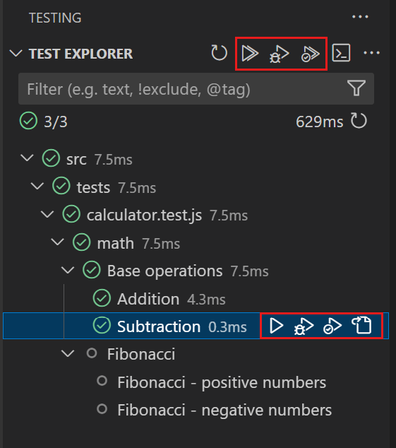 Run and debug tests in Test Explorer