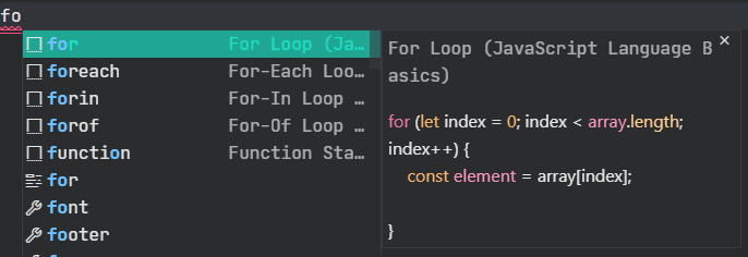 Snippets in Visual Studio Code